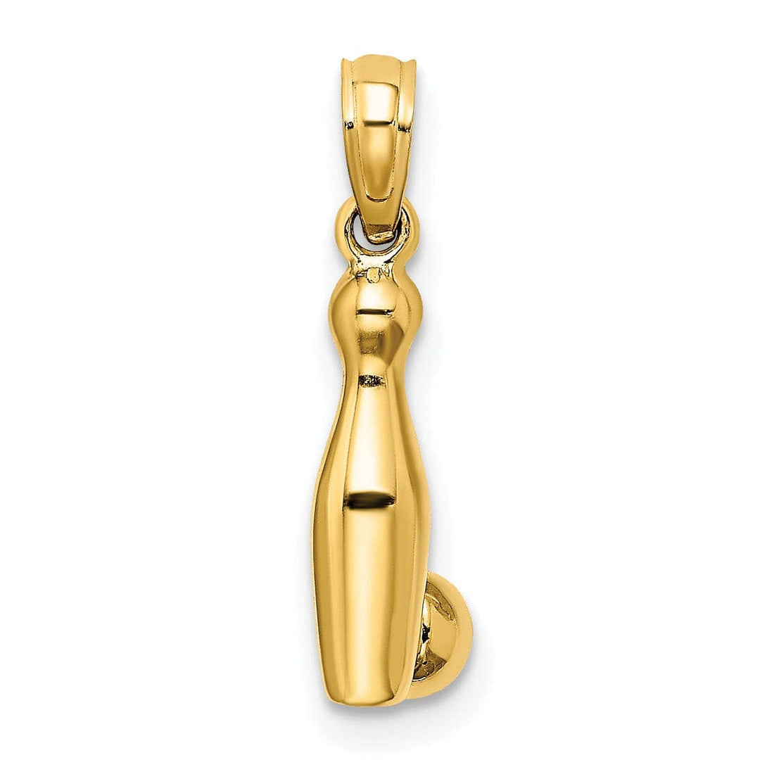Lovely Rita's Pendants & Charms 14K Yellow Gold Polished 3-D Bowling Pin and Ball Charm Pendant