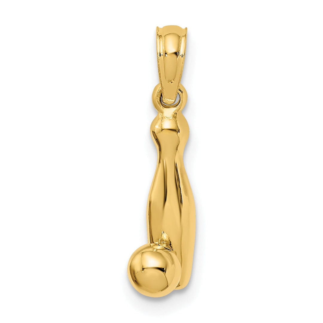 Lovely Rita's Pendants & Charms 14K Yellow Gold Polished 3-D Bowling Pin and Ball Charm Pendant