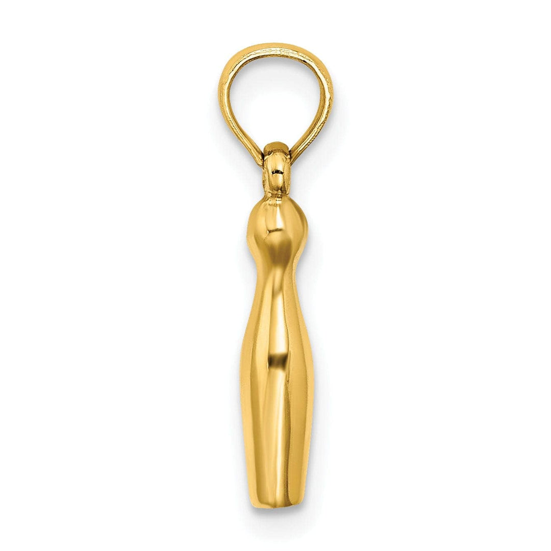 Lovely Rita's Pendants & Charms 14K Yellow Gold Polished 3-D Bowling Pin Charm Pendant