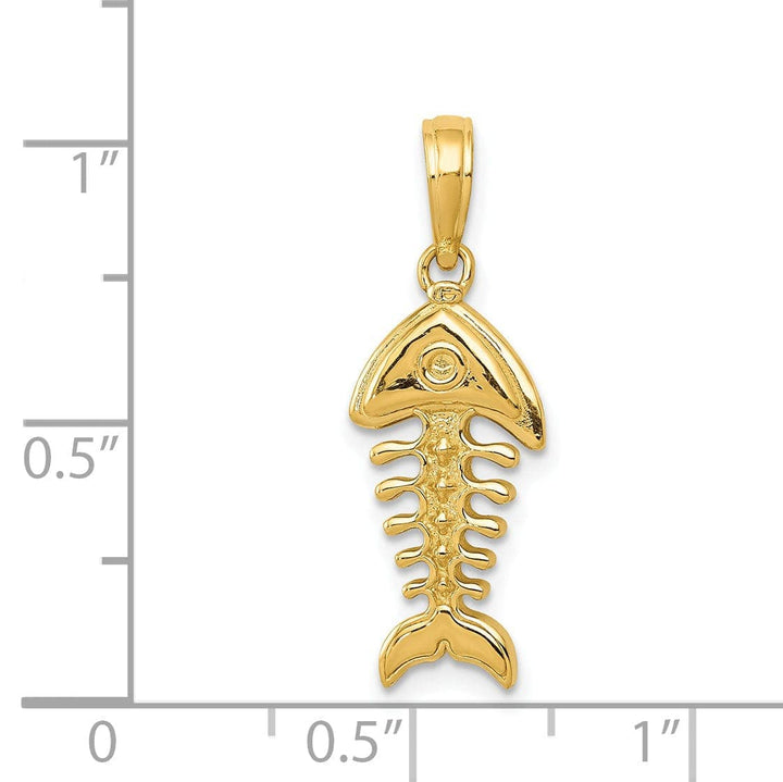 Lovely Rita's Pendants & Charms 14k Yellow Gold Polished 3-D Fish Bone Pendant