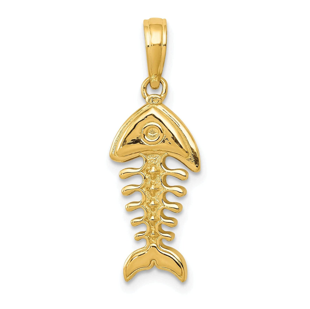 Lovely Rita's Pendants & Charms 14k Yellow Gold Polished 3-D Fish Bone Pendant