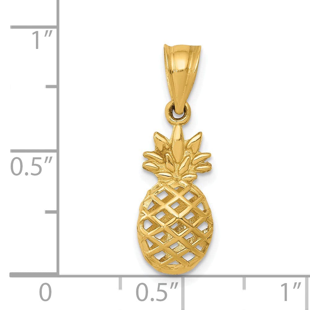 Lovely Rita's Pendants & Charms 14k Yellow Gold Polished 3-D Pineapple Pendant