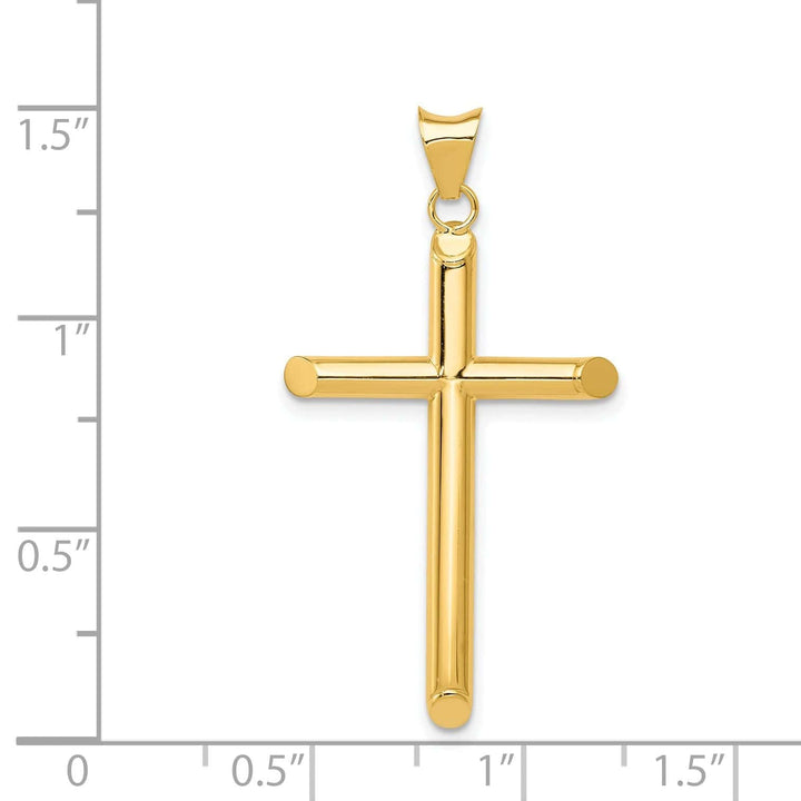 Lovely Rita's Pendants & Charms 14k Yellow Gold Polished 3-D Tube Cross Pendant
