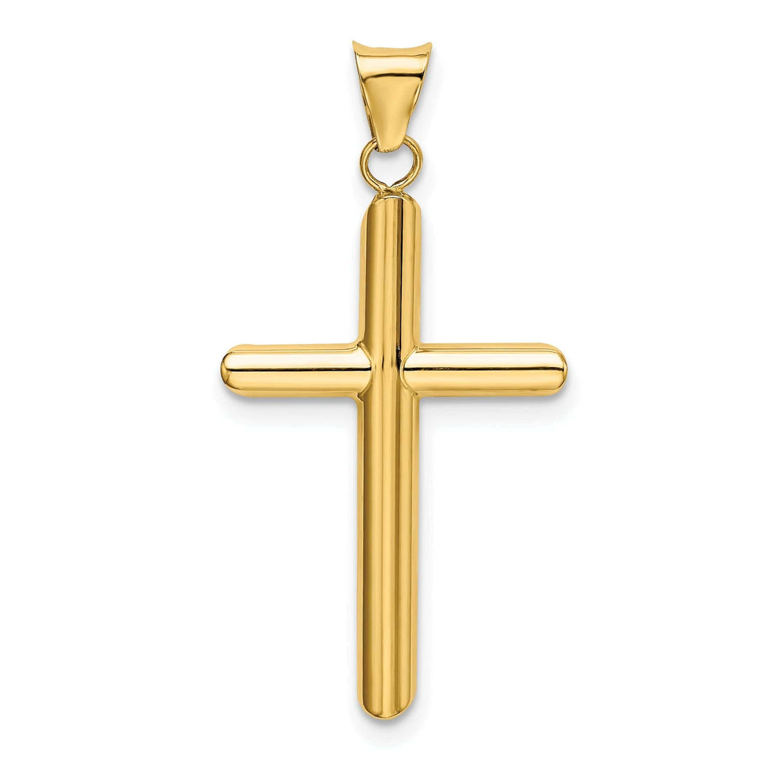 Lovely Rita's Pendants & Charms 14k Yellow Gold Polished 3-D Tube Cross Pendant