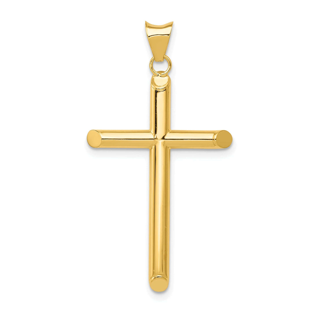 Lovely Rita's Pendants & Charms 14k Yellow Gold Polished 3-D Tube Cross Pendant