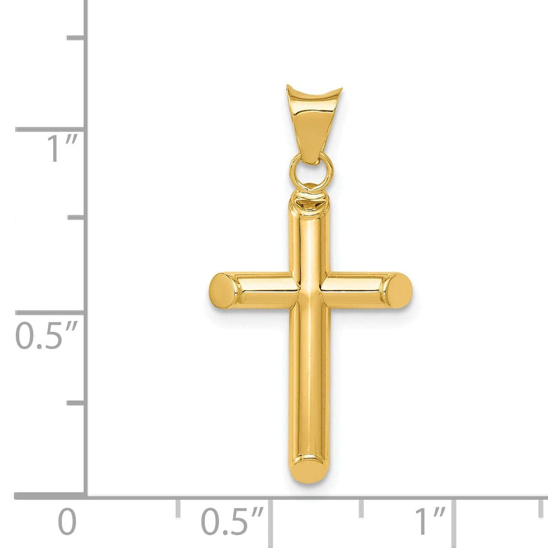 Lovely Rita's Pendants & Charms 14k Yellow Gold Polished 3-D Tube Cross Pendant