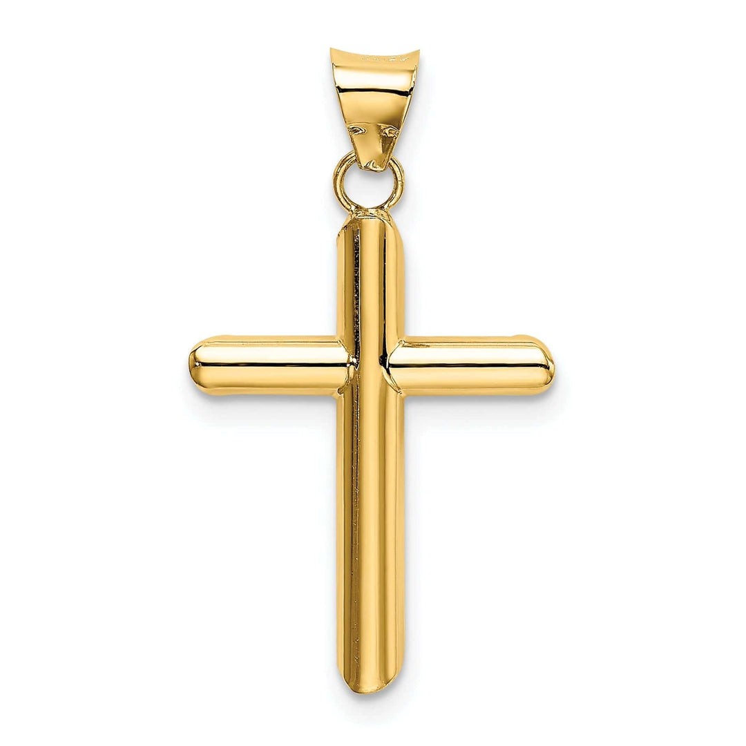 Lovely Rita's Pendants & Charms 14k Yellow Gold Polished 3-D Tube Cross Pendant