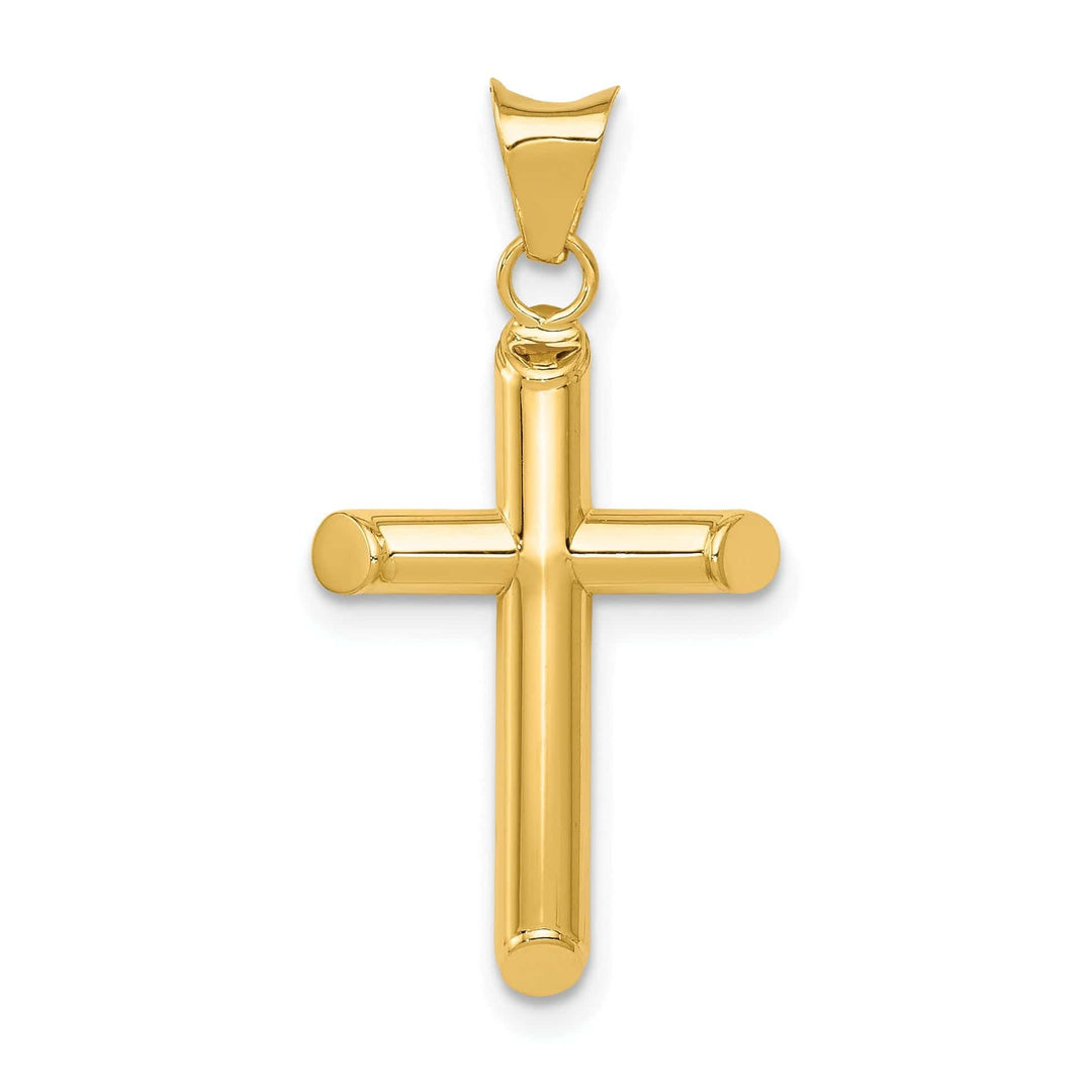 Lovely Rita's Pendants & Charms 14k Yellow Gold Polished 3-D Tube Cross Pendant