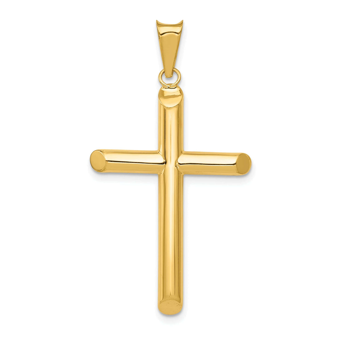 Lovely Rita's Pendants & Charms 14k Yellow Gold Polished 3-D Tube Cross Pendant