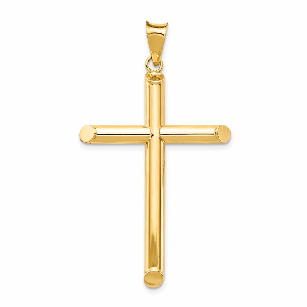 Lovely Rita's Pendants & Charms 14k Yellow Gold Polished 3-D Tube Cross Pendant