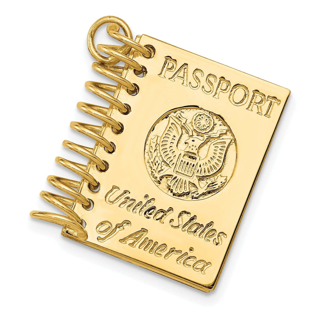 Lovely Rita's Pendants & Charms 14k Yellow Gold Polished 3-D U.S.A Passport Book Opens Pendant