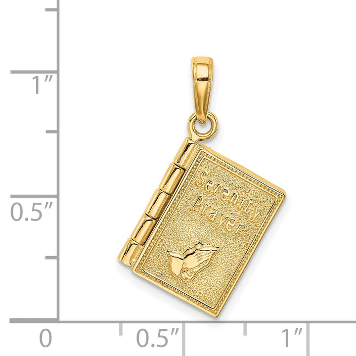 Lovely Rita's Pendants & Charms 14K Yellow Gold Polished 3D Moveable Pages Serenity Prayer Book Pendant