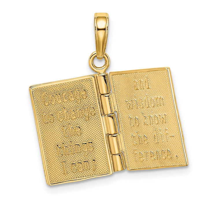 Lovely Rita's Pendants & Charms 14K Yellow Gold Polished 3D Moveable Pages Serenity Prayer Book Pendant