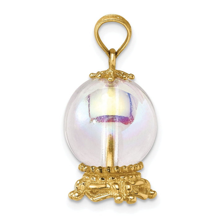 Lovely Rita's Pendants & Charms 14K Yellow Gold Polished Beaded Finish 3-D Crystal Ball Pendant