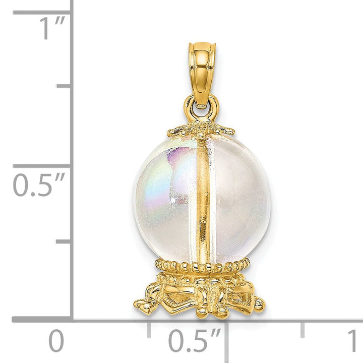 Lovely Rita's Pendants & Charms 14K Yellow Gold Polished Beaded Finish 3-D Crystal Ball Pendant