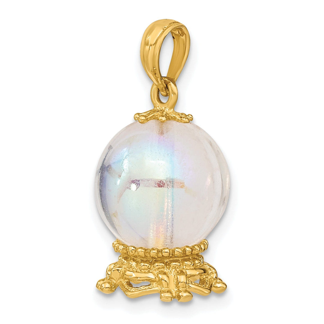 Lovely Rita's Pendants & Charms 14K Yellow Gold Polished Beaded Finish 3-D Crystal Ball Pendant