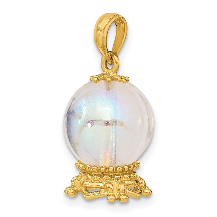 Lovely Rita's Pendants & Charms 14K Yellow Gold Polished Beaded Finish 3-D Crystal Ball Pendant