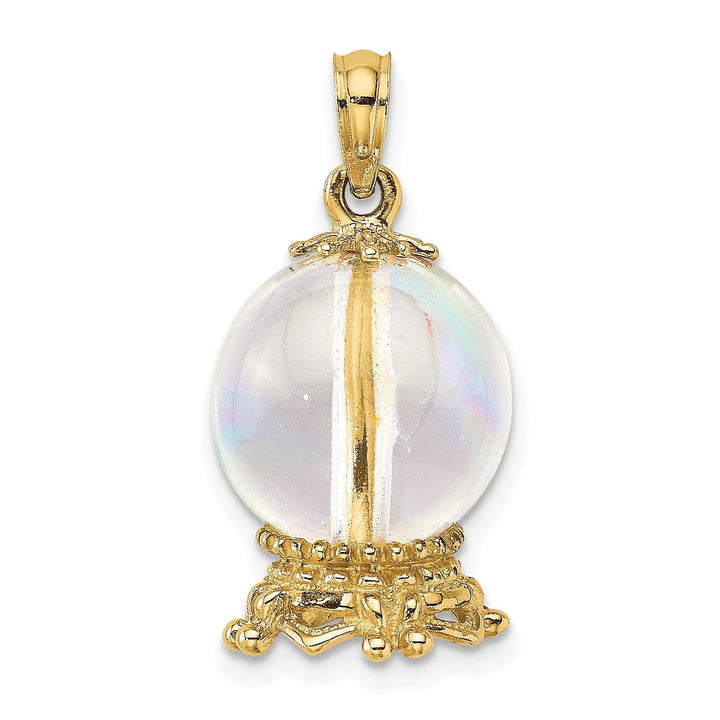 Lovely Rita's Pendants & Charms 14K Yellow Gold Polished Beaded Finish 3-D Crystal Ball Pendant