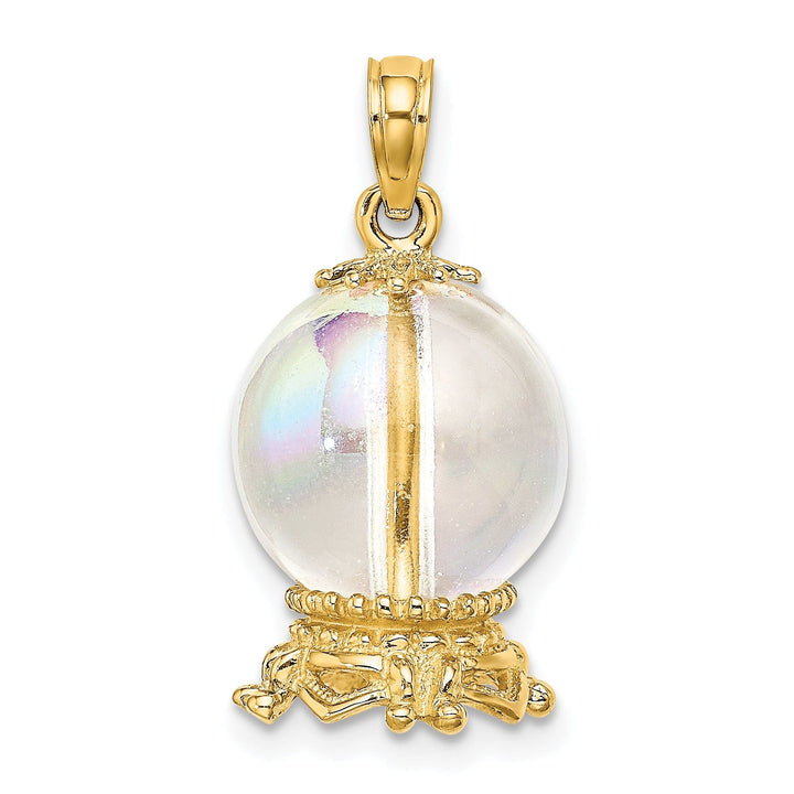 Lovely Rita's Pendants & Charms 14K Yellow Gold Polished Beaded Finish 3-D Crystal Ball Pendant