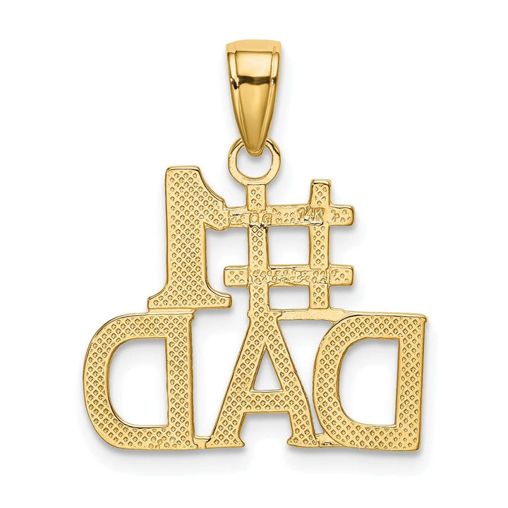 Lovely Rita's Pendants & Charms 14k Yellow Gold Polished Beaded Textured Finish Script  #1 DAD Charm Pendant