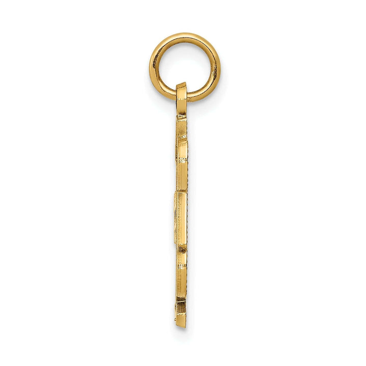 Lovely Rita's Pendants & Charms 14k Yellow Gold Polished Beaded Textured Finish Vertical Style Script #1 DAD Charm Pendant