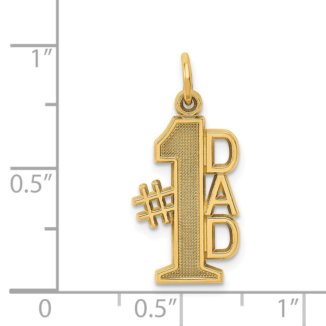 Lovely Rita's Pendants & Charms 14k Yellow Gold Polished Beaded Textured Finish Vertical Style Script #1 DAD Charm Pendant