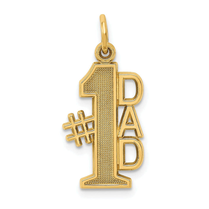 Lovely Rita's Pendants & Charms 14k Yellow Gold Polished Beaded Textured Finish Vertical Style Script #1 DAD Charm Pendant
