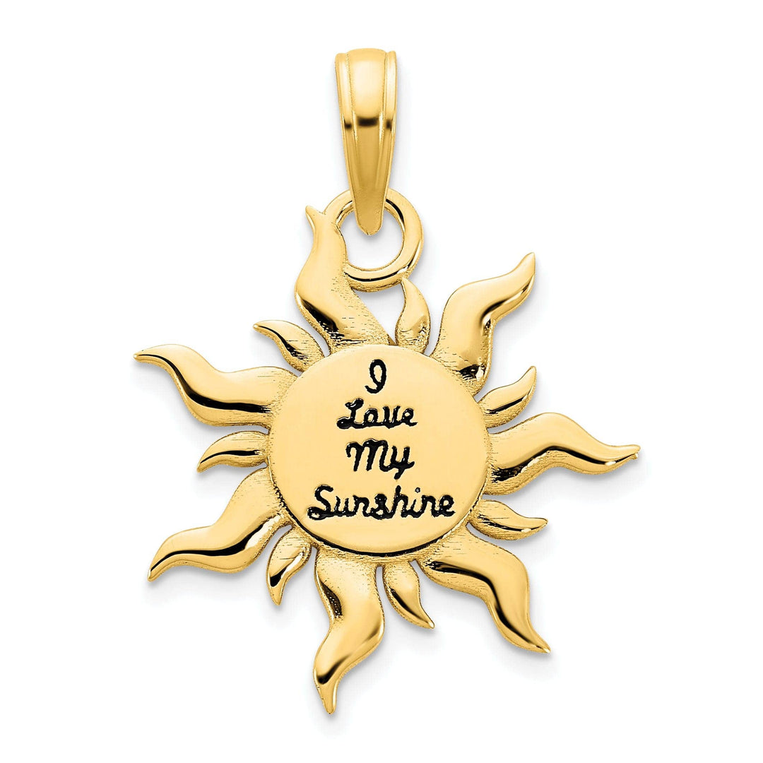 Lovely Rita's Pendants & Charms 14k Yellow Gold Polished, Black Enamel Finish I LOVE MY SUNSHINE Sun Shape Design Charm Pendant