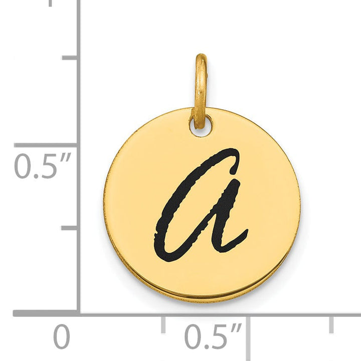 Lovely Rita's Pendants & Charms 14k Yellow Gold Polished Black Epoxy Finish Letter A Initial Disk Shape Charm Pendant