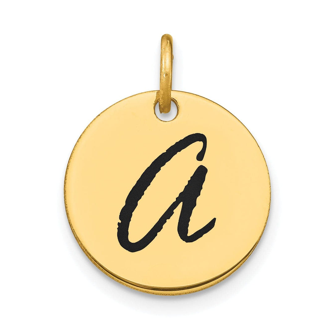 Lovely Rita's Pendants & Charms 14k Yellow Gold Polished Black Epoxy Finish Letter A Initial Disk Shape Charm Pendant