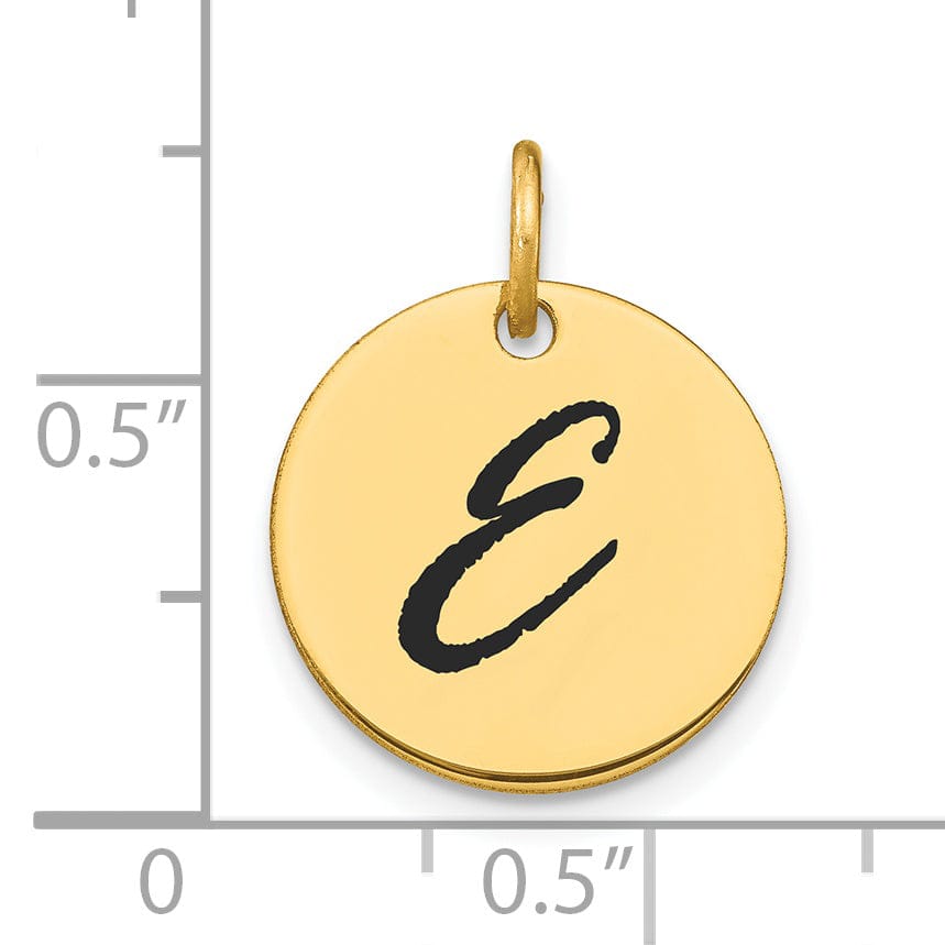 Lovely Rita's Pendants & Charms 14k Yellow Gold Polished Black Epoxy Finish Letter E Initial Disk Shape Charm Pendant