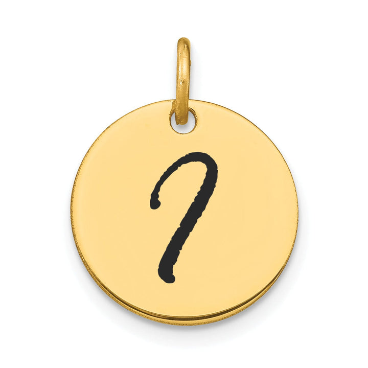 Lovely Rita's Pendants & Charms 14k Yellow Gold Polished Black Epoxy Finish Letter I Initial Disk Shape Charm Pendant