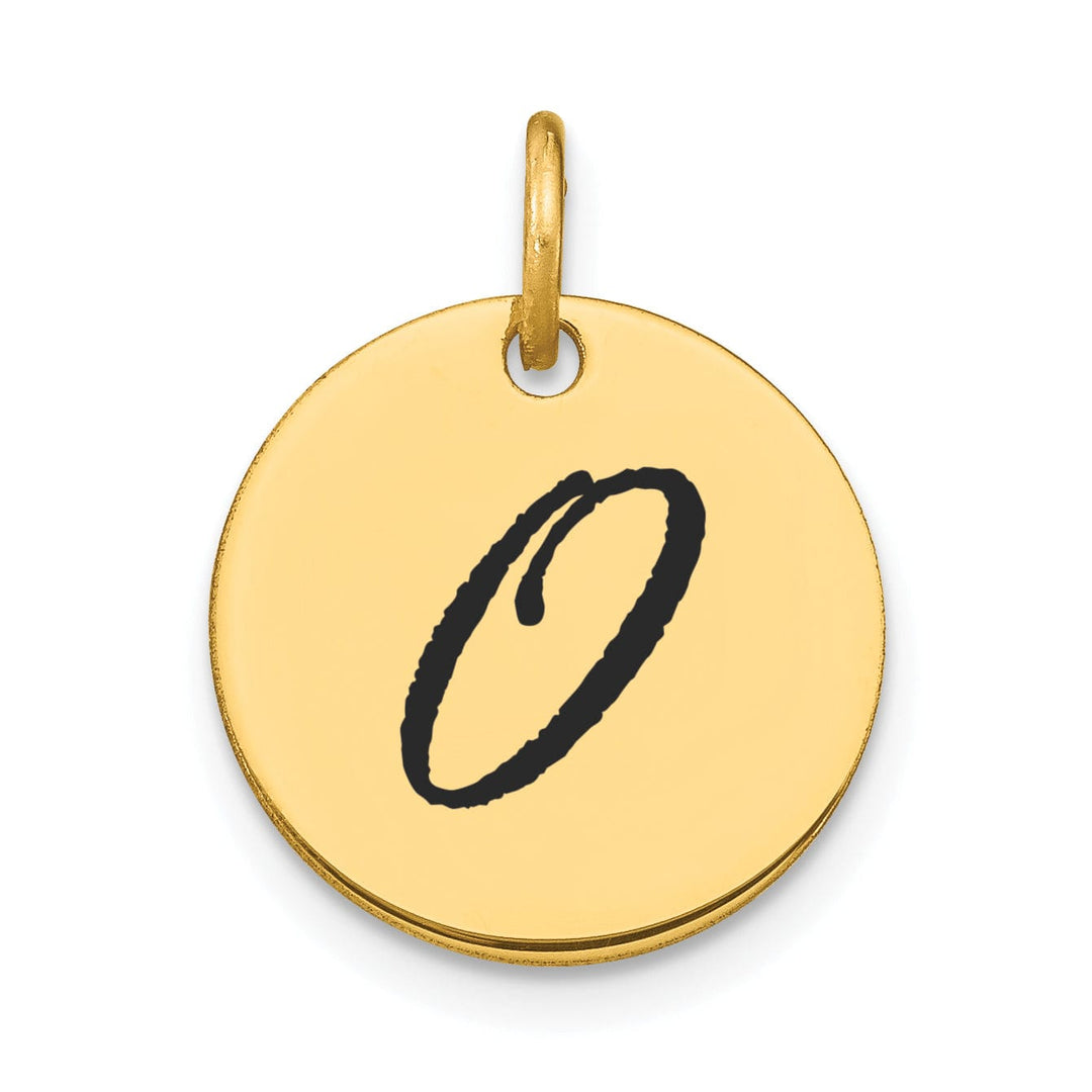 Lovely Rita's Pendants & Charms 14k Yellow Gold Polished Black Epoxy Finish Letter O Initial Disk Shape Charm Pendant