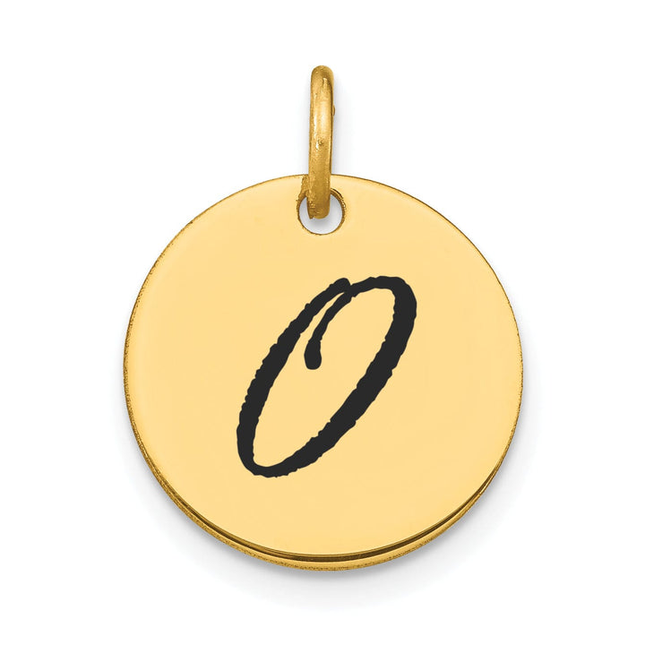 Lovely Rita's Pendants & Charms 14k Yellow Gold Polished Black Epoxy Finish Letter O Initial Disk Shape Charm Pendant