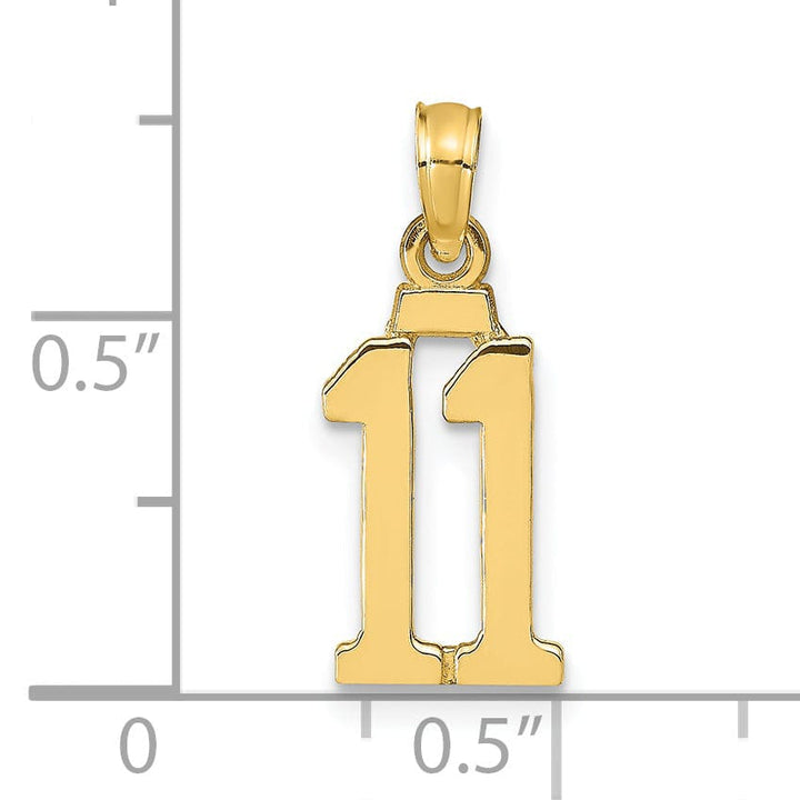 Lovely Rita's Pendants & Charms 14K Yellow Gold Polished Block Script Design Number 11 Pendant