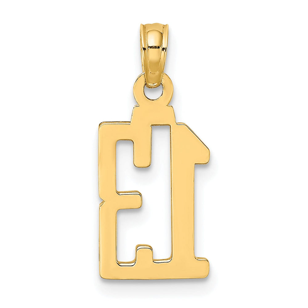 Lovely Rita's Pendants & Charms 14K Yellow Gold Polished Block Script Design Number 13 Pendant