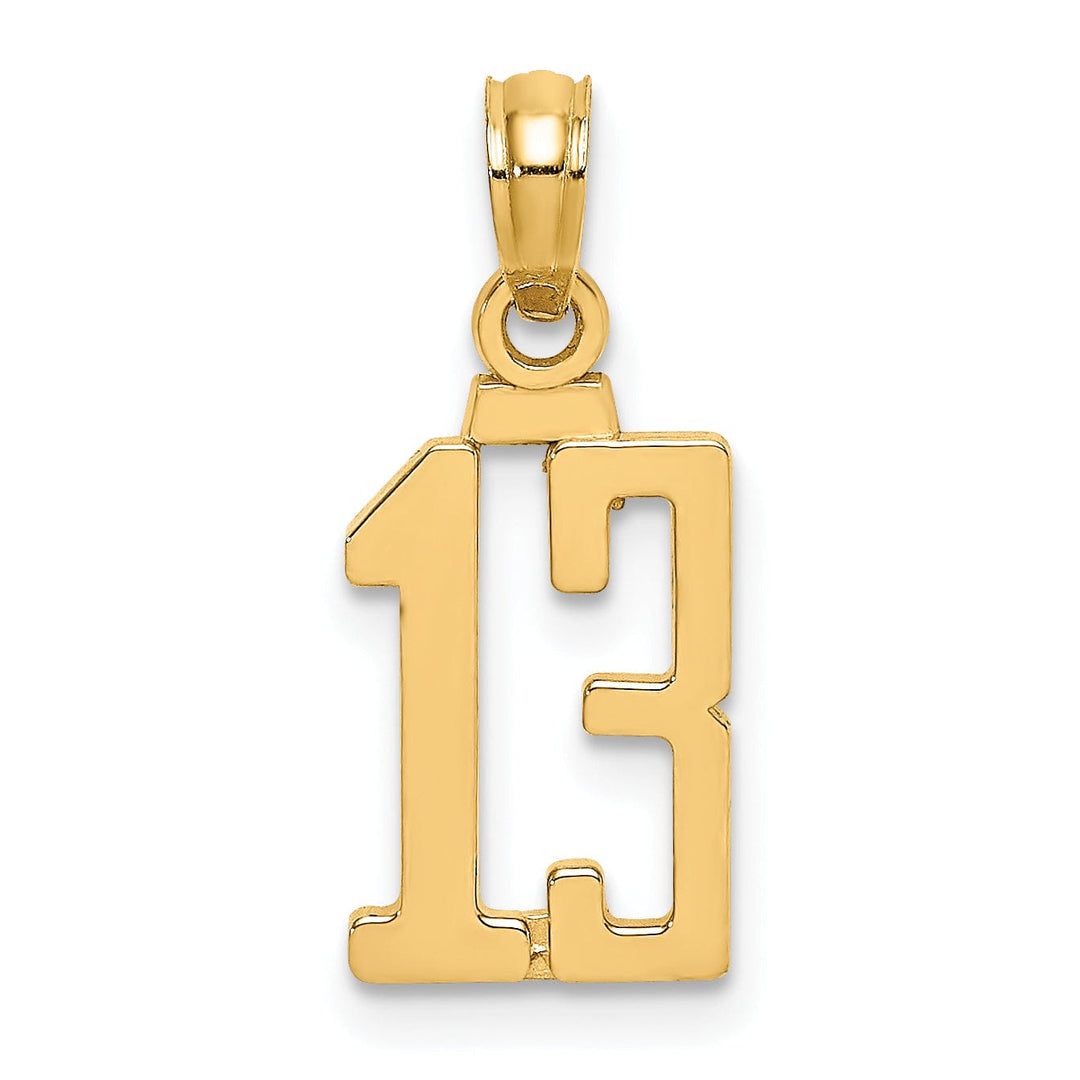 Lovely Rita's Pendants & Charms 14K Yellow Gold Polished Block Script Design Number 13 Pendant