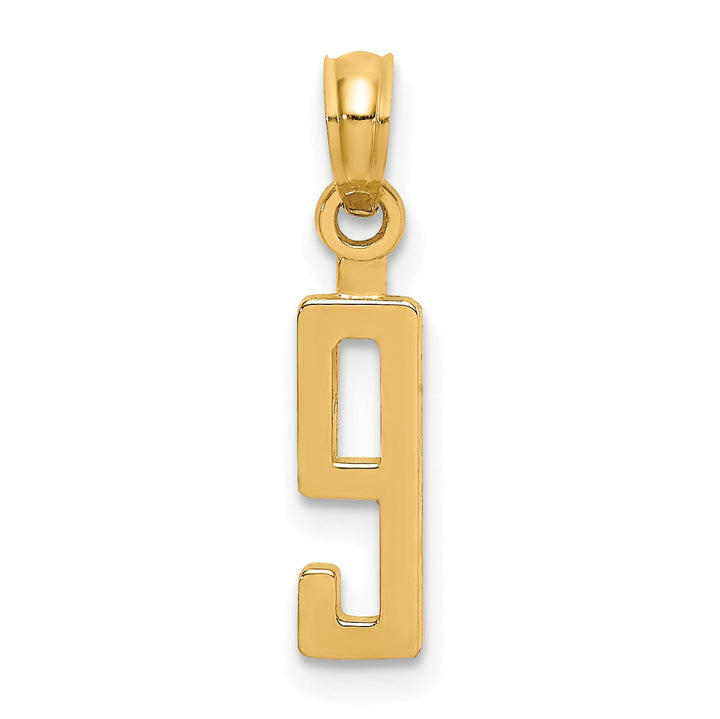 Lovely Rita's Pendants & Charms 14K Yellow Gold Polished Block Script Design Number 9 Pendant