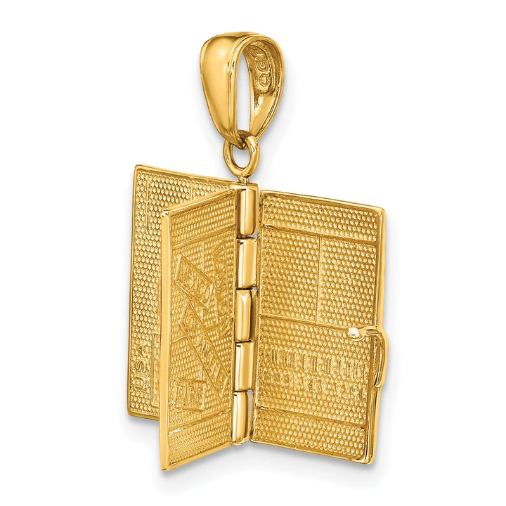 Lovely Rita's Pendants & Charms 14k Yellow Gold Polished Blue Enamel Finish 3-D U.S.A Passport Book Opens Pendant