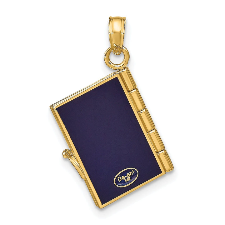 Lovely Rita's Pendants & Charms 14k Yellow Gold Polished Blue Enamel Finish 3-D U.S.A Passport Book Opens Pendant