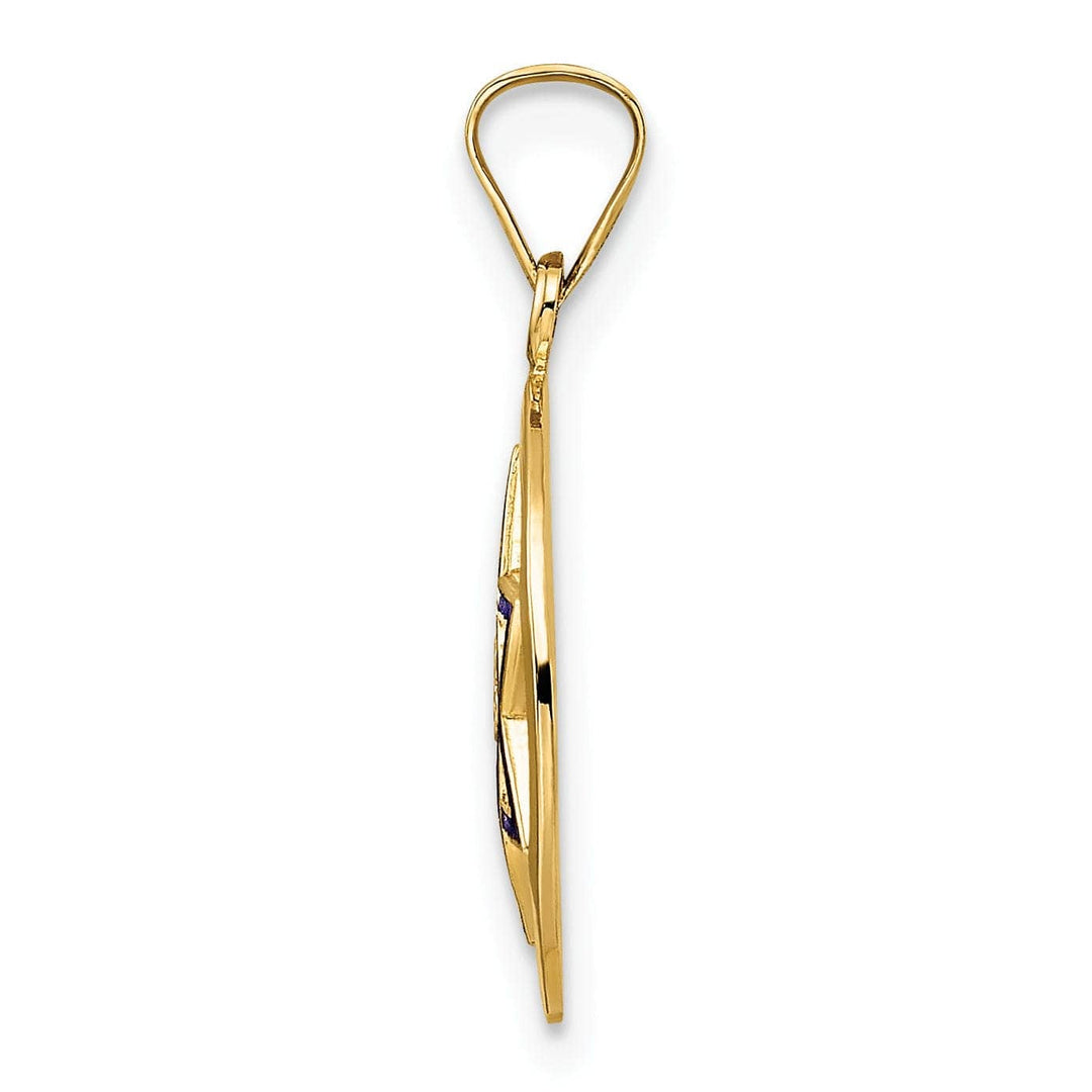 Lovely Rita's Pendants & Charms 14K Yellow Gold Polished Blue Enamel Finish Star Of David Pendant