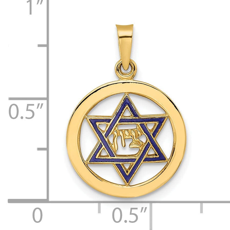 Lovely Rita's Pendants & Charms 14K Yellow Gold Polished Blue Enamel Finish Star Of David Pendant