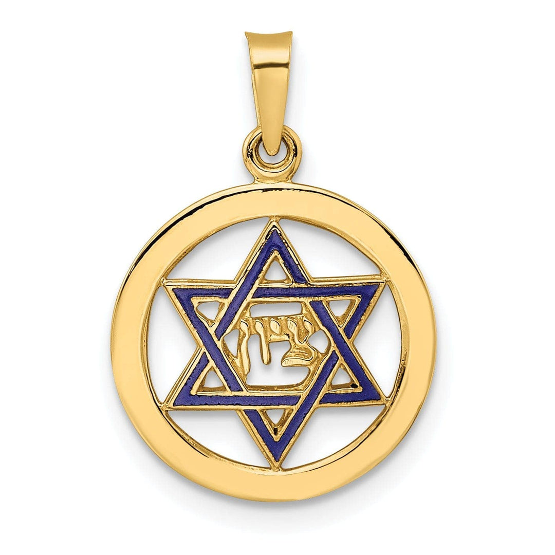 Lovely Rita's Pendants & Charms 14K Yellow Gold Polished Blue Enamel Finish Star Of David Pendant