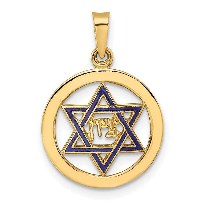 Lovely Rita's Pendants & Charms 14K Yellow Gold Polished Blue Enamel Finish Star Of David Pendant