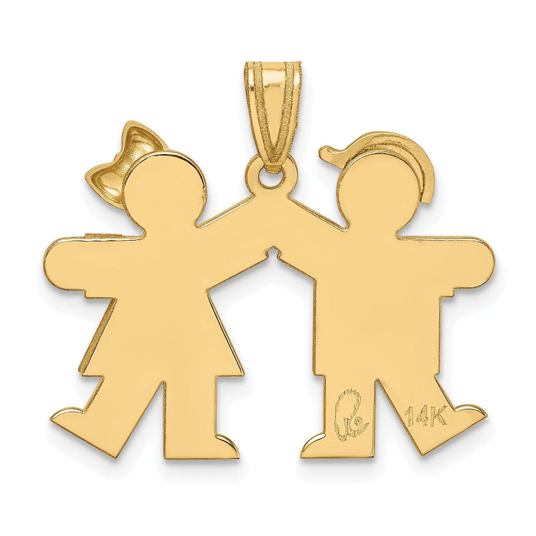 Lovely Rita's Pendants & Charms 14k Yellow Gold Polished Boy-Girl Twins Kiss Charm
