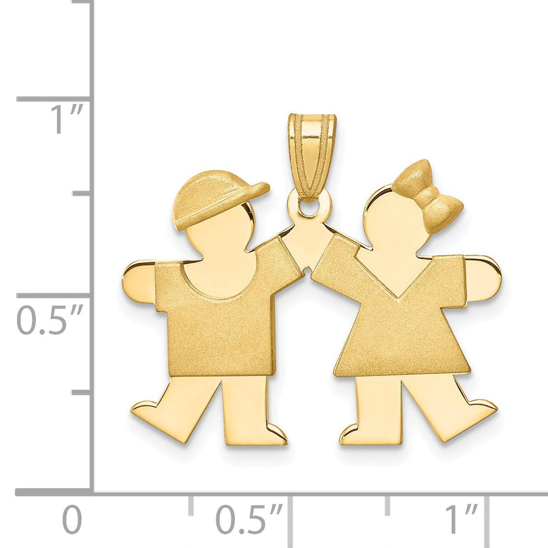 Lovely Rita's Pendants & Charms 14k Yellow Gold Polished Boy-Girl Twins Kiss Charm