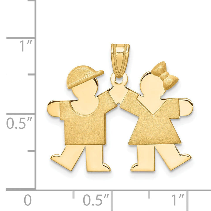 Lovely Rita's Pendants & Charms 14k Yellow Gold Polished Boy-Girl Twins Kiss Charm