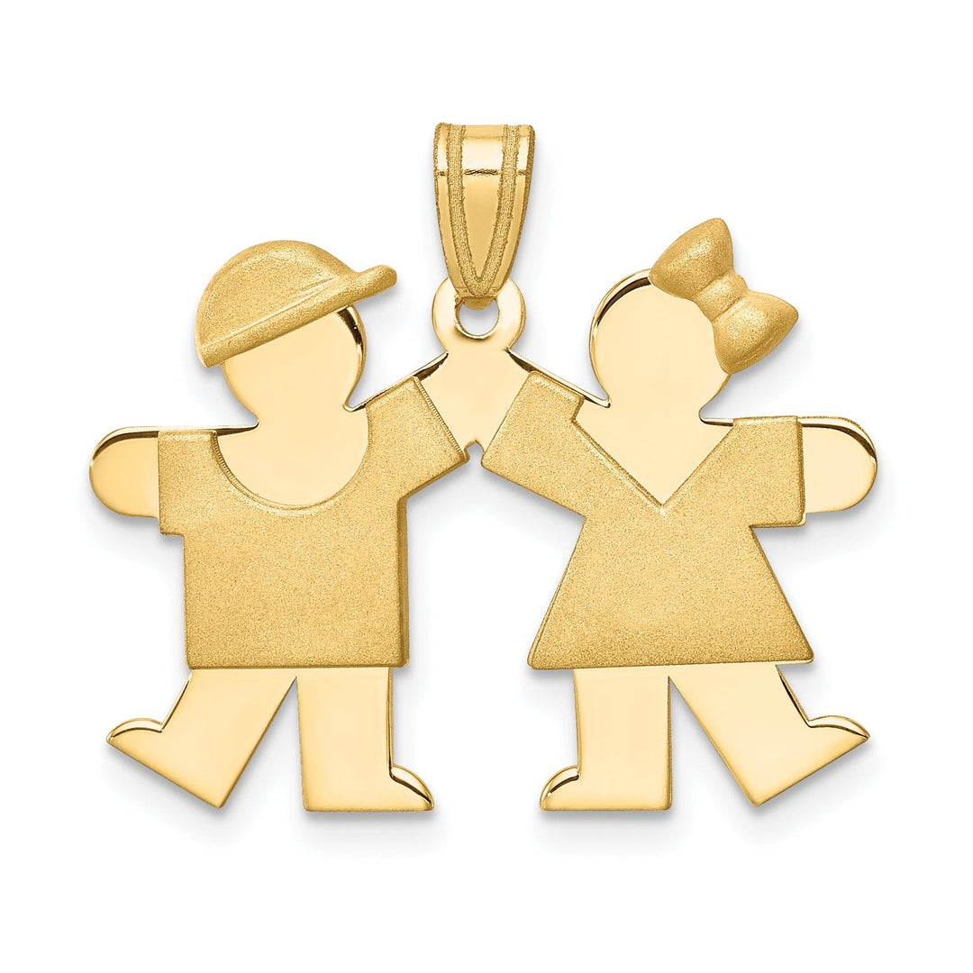 Lovely Rita's Pendants & Charms 14k Yellow Gold Polished Boy-Girl Twins Kiss Charm