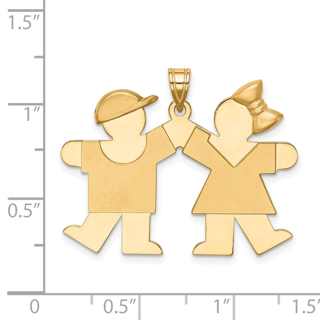 Lovely Rita's Pendants & Charms 14k Yellow Gold Polished Boy-Girl Twins Kiss Charm