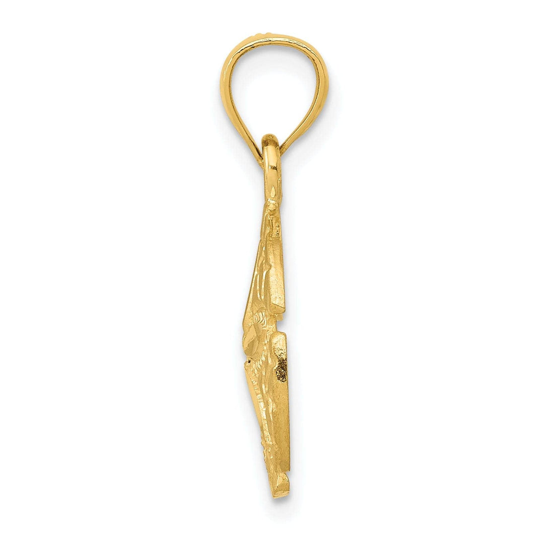 Lovely Rita's Pendants & Charms 14K Yellow Gold Polished Brushed Diamond Cut Finish Solid Sea Sand Dollar Charm Pendant